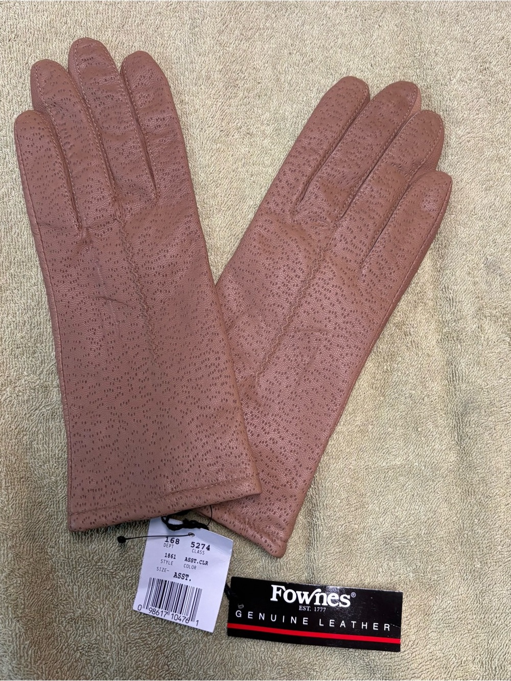 Fownes leather gloves.